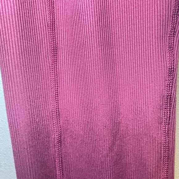 Lukka Lux Womens Ribbed Leggings Medium Burgundy Side Pockets Athletic - Picture 6 of 10
